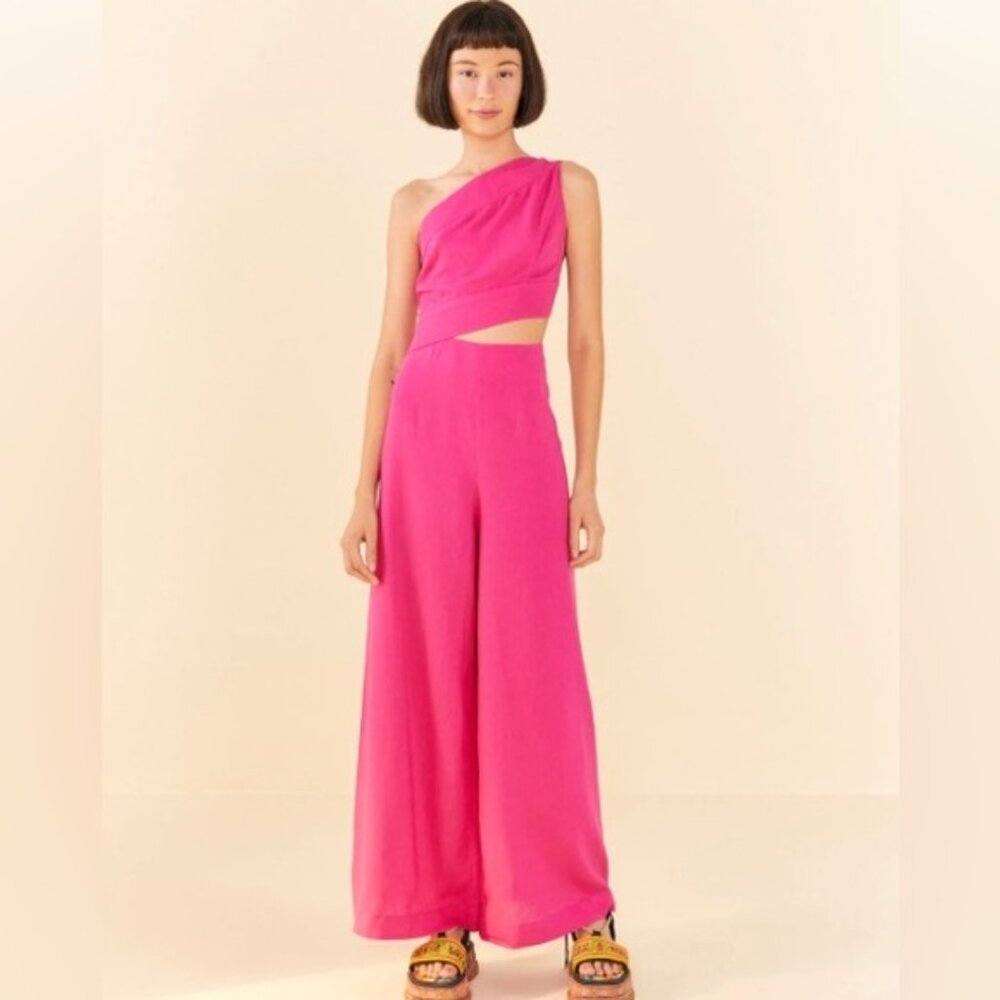 FARM Rio Pink Asymmetrical Jumpsuit NWT